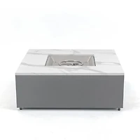Danby Engineered Marble Convertible Propane Fire Table , Square, White and Grey