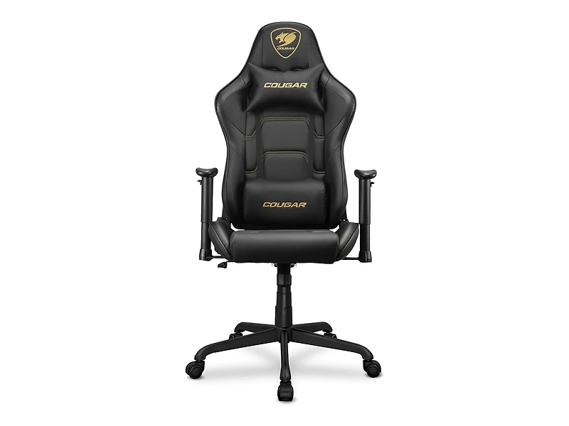 Chaise de gaming Cougar Armor Elite - Cuir PVC avec dossier inclinable jusqu'à 160º, accoudoirs 2D réglables et mécanisme d'inclinaison ajustable, coussins pour la tête et les lombaires
