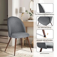 Homy Casa Modern 2-Pack Accent Chair Set, Armless Round Back, Grey Fabric Upholstered