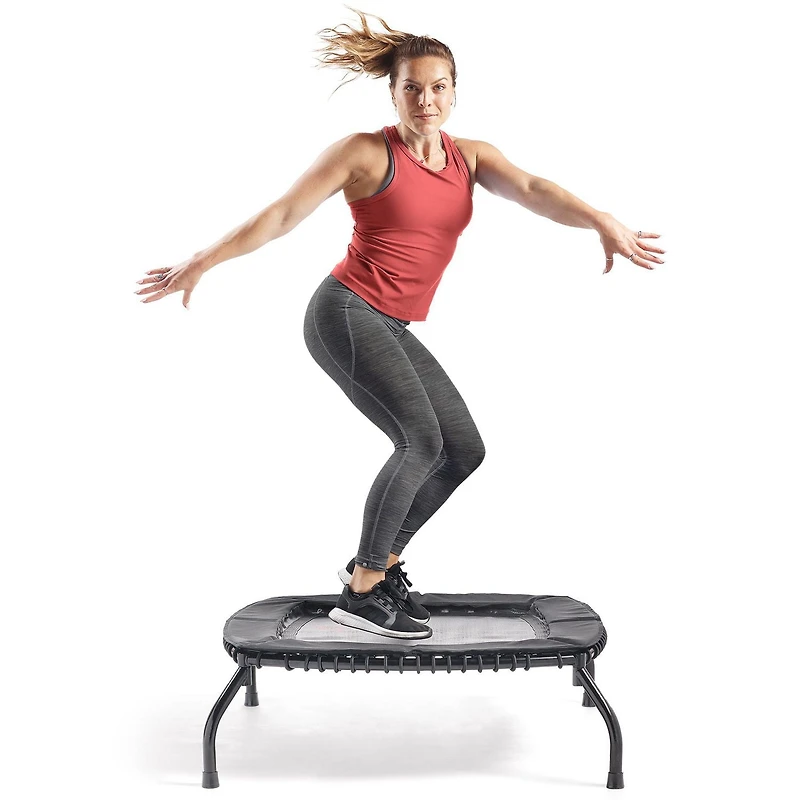 Sunny Health & Fitness Mini Trampoline de Fitness sans Ressort - Rebondisseur d'exercice intérieur/extérieur de Qualité Supérieure avec élastiques réglables pour des séances d'entraînement plus silenc