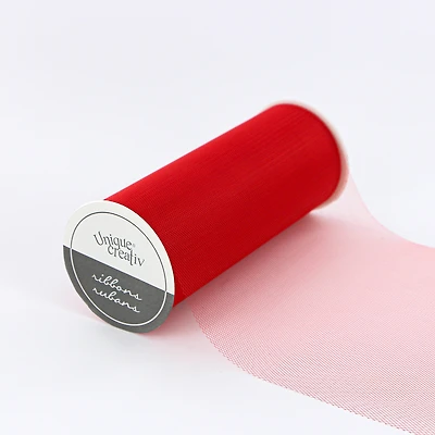 UNIQUE CREATIV, Ribbon, Tulle, Red, 100% nylon, 152mm x 13.71m (6" x 15 yds)