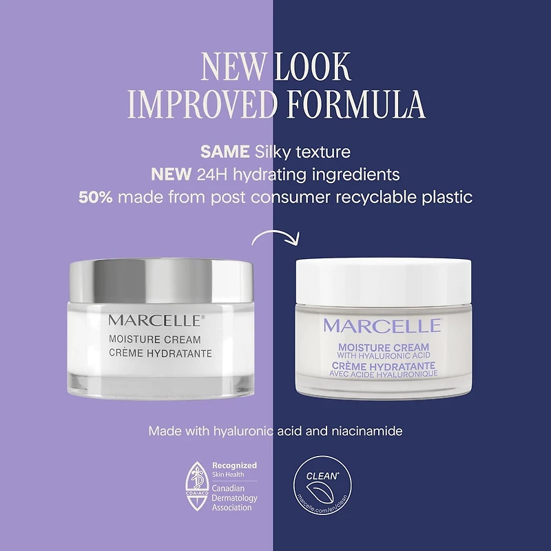 Marcelle Moisture Cream 24h Moisturizing with Hyaluronic Acid & Niacinamide, For normal to dry skin, 50 mL