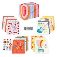 American Greetings - Assortiment en boîte de 30 cartes de fête avec enveloppes, cachets et boîte de rangement (motifs Kathy Davis, Gâteau)