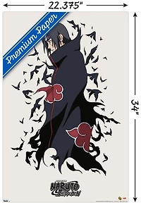 Naruto Shippuden – Itachi 22,375" x 34" Affiche Murale avec Cadre Magnétique en Bois de Hêtre, par Trends International
