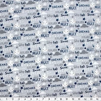 Fabric Creations Grey with Denim and Grey Bedtime Lullaby Fat Quarter Pre-Cut Fabric - 18" x 21" / 45cm x 53cm