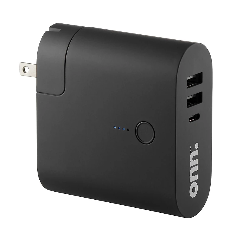 onn. USB-C/USB-A Multi-Port 2-IN-1 5000 mAh Portable Battery & Charger, Rechargeable Lithium-ion