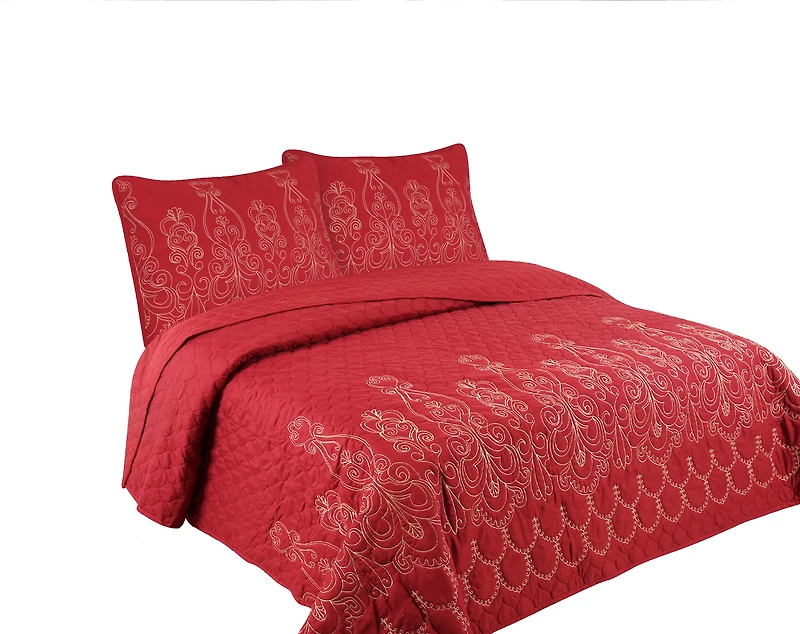 Marina Decoration Embroidered Stitching Coverlet Bedspread Ultra Soft Solid Bedding Summer Quilt Set with Quilted Sham