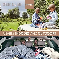Play & Go - Motif Grille Bleue Intemporelle - Tapis de Jeu 3-en-1 - Sac de Rangement et Sac à Couches - Fabriqué en Coton Bio - Rangement Facile et Nettoyage Rapide - Diamètre 120 cm -Convient aux Nou