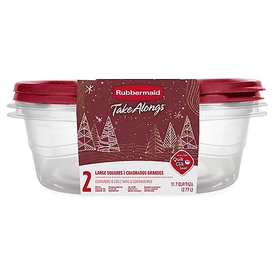 Grands contenants carrés pour rangement alimentaire TakeAlongs de Rubbermaid, 2,77 L, rhubarbe 2 unités