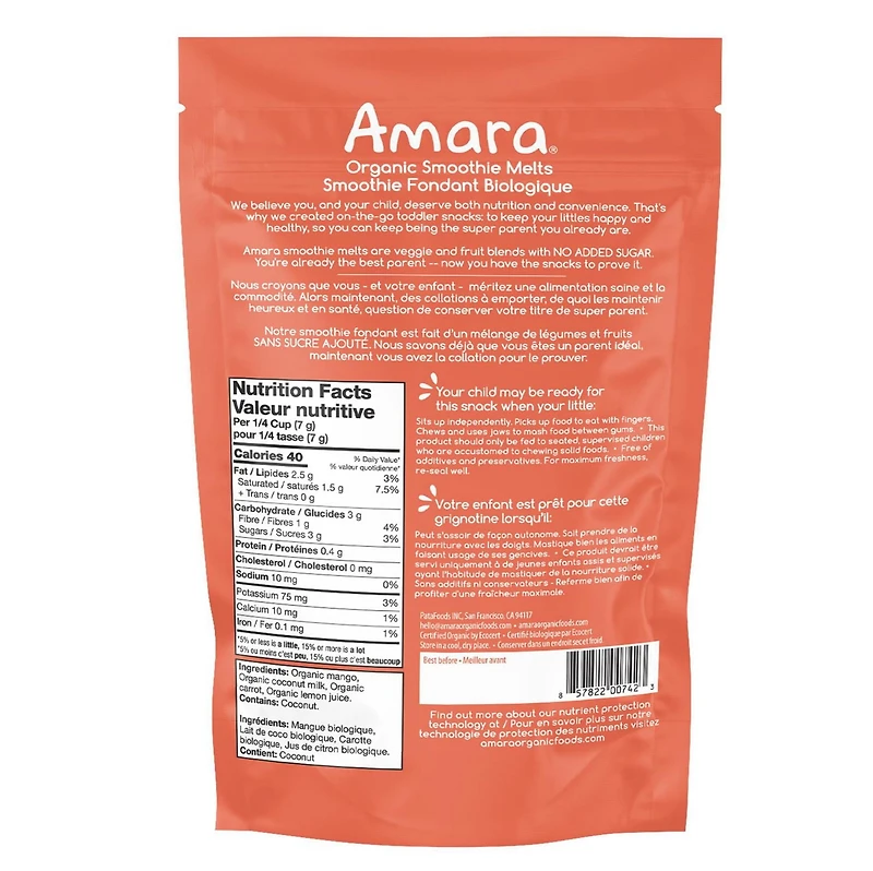 Amara Plant Based Yogurt Smoothie Melts, Mango Carrots