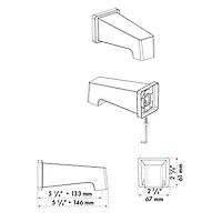 The akuaplus® square bathtub spout with Slip-On 1/2 in.