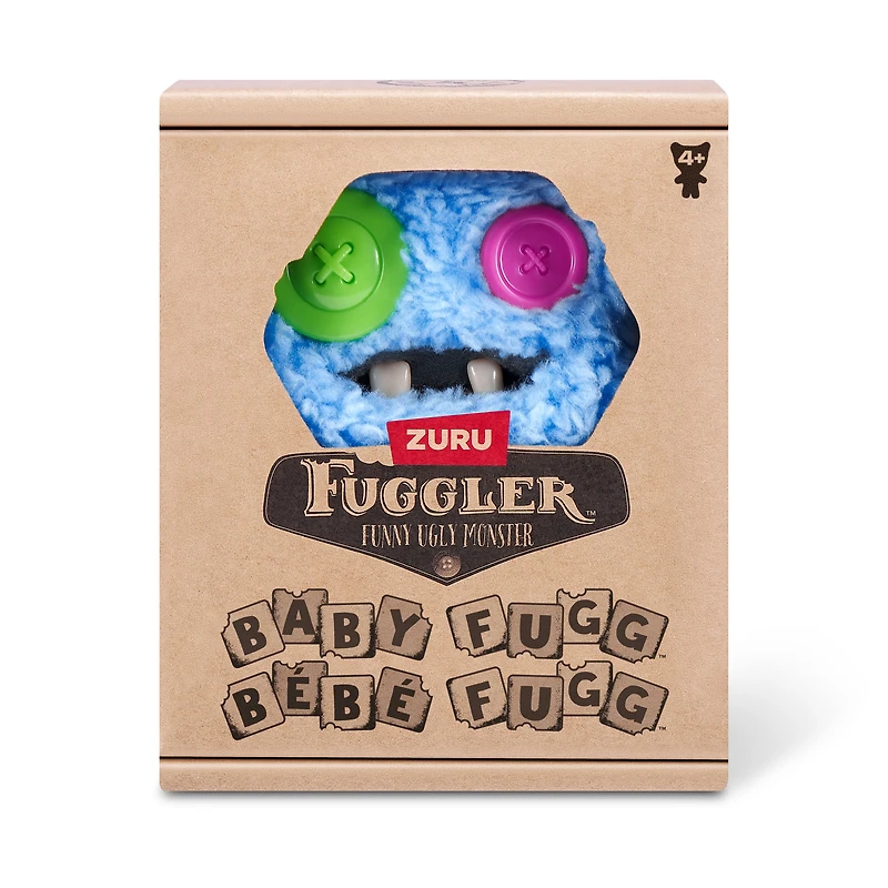 Fuggler Baby Fuggs 3.5-inch Series 4 (SaBQuoosh - blue) by ZURU, Funny Ugly Monster Plush Toy