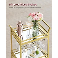 Boutique Home Tempered Glass Gold Bar Serving Cart