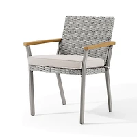 Songmics Home Sencillo Collection - 5 Piece Patio Furniture Set, 4 Dining Chairs, 1 Dining Table, Synthetic PE Rattan, Gray and Beige