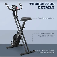 Soozier Vélo d'exercice pliable Vélo d'exercice stationnaire Vélo droit Cardio Workout Résistance à 8 niveaux