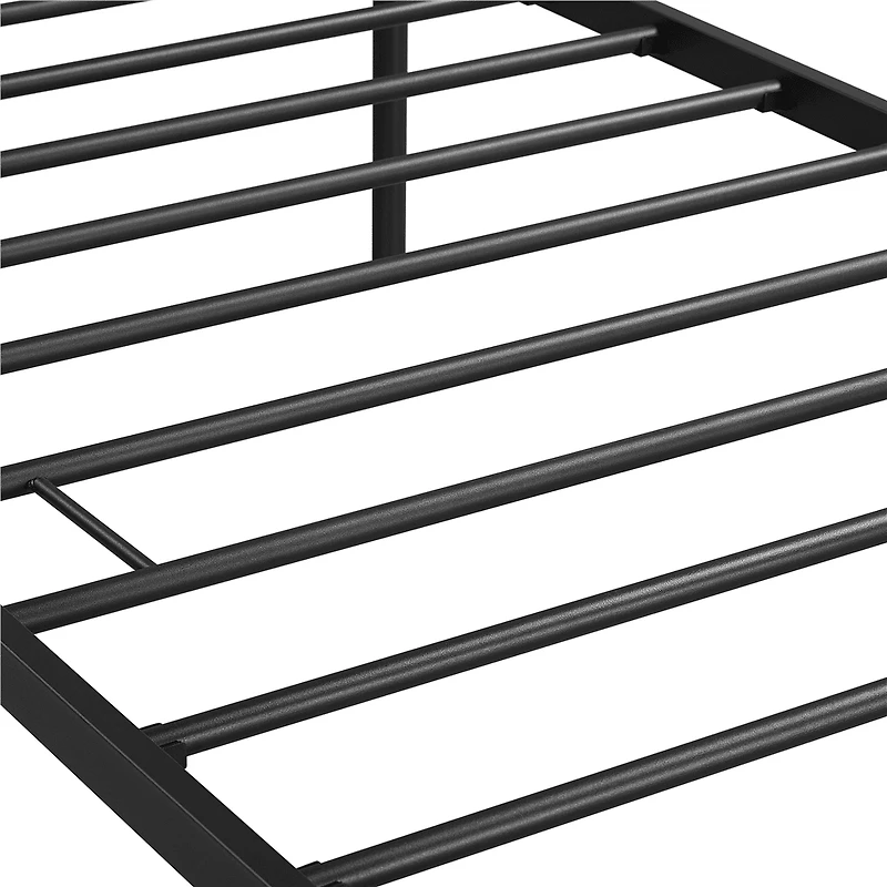 FullFurnique Graceful Scroll Metal Platform Bed Twin Bed with Headboard and Footboard for Adult, Black