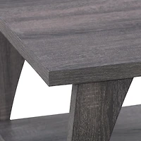 Table basse d'intérieur à deux niveaux CorLiving Hollywood, style Mid-Century Modern, en bois d'ingénierie gris foncé