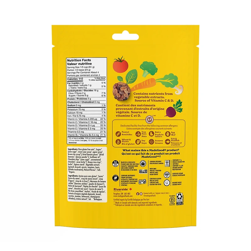 MadeGood Bouchée granola Chocolat banane Sachet de 100g