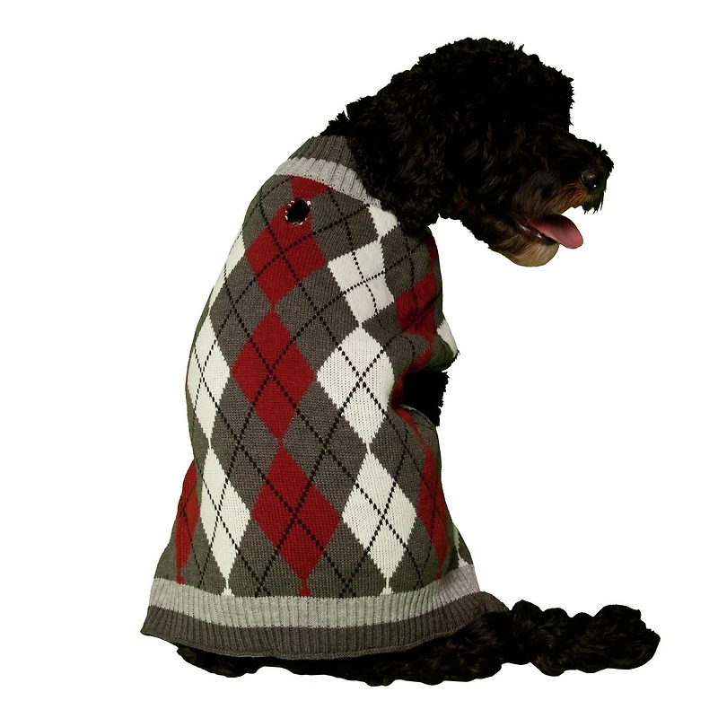 Holiday Time Rhubarb Argyle Dog Sweater