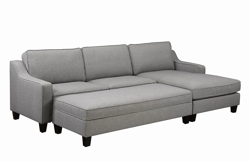 Sonia RHF Sectional with Storage Ottoman, Grey