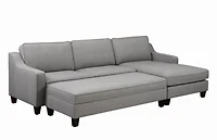 Sonia RHF Sectional with Storage Ottoman, Grey