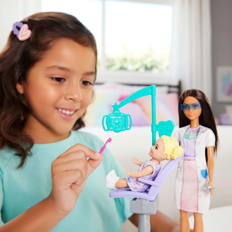 Barbie Poupée mode Dentiste, brunette, poupée enfant, accessoires