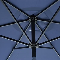 Sun-Ray 9' Round Solar Lighted Umbrella - Navy