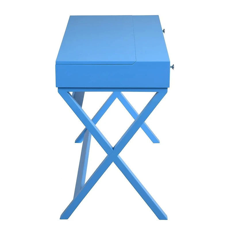 Homylin Computer Desk with Lift Top and Drawers, 44 inch Office Desk with Storage, Writing Desk with Shelf, Work Desk Workstation for Home Office and Bedroom, Blue