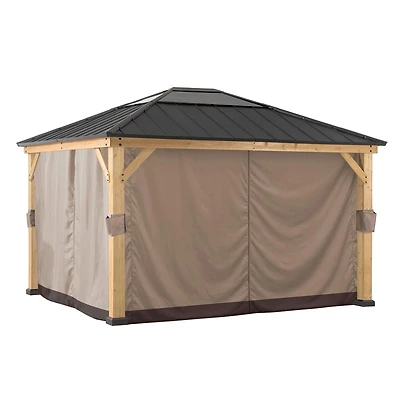 Rideaux universels Sunjoy pour gazebos à ossature de bois de 11 pi × 13 pi