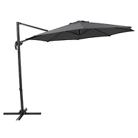 Parasol d'extérieur CorLiving déporté, inclinable et pivotant de 2,9 m (9,5 pi), avec structure en aluminium et acier et toile résistante, gris