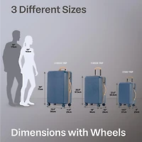 Ensemble de bagages rigides 3 pièces : Valises grandes 28 pouces et 24 pouces avec roulettes, et Valise Cabine 20 pouces