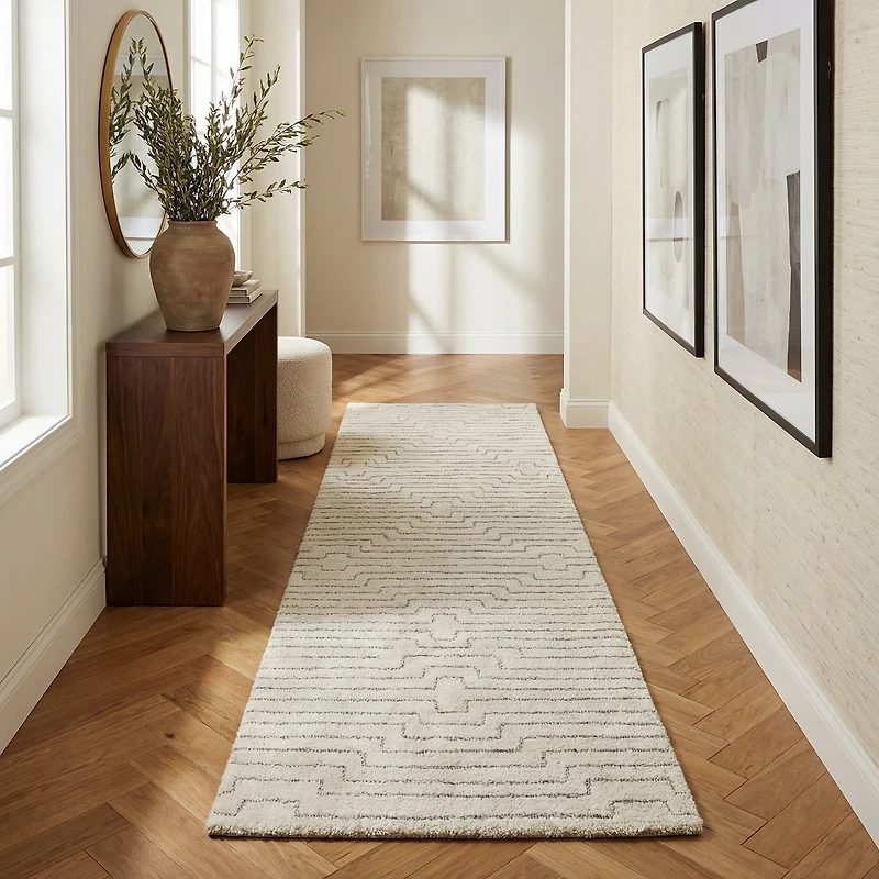 Tapis d'interieur abstrait Rug Branch Casa, beige creme, moderne - Salon, chambre, salle à manger et cuisine