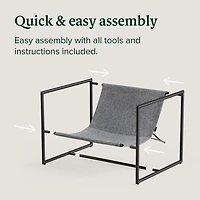 Zinus Aidan Metal Framed Indoor Sling Accent Chair, Light Grey, Dark Grey, Black, Oatmeal