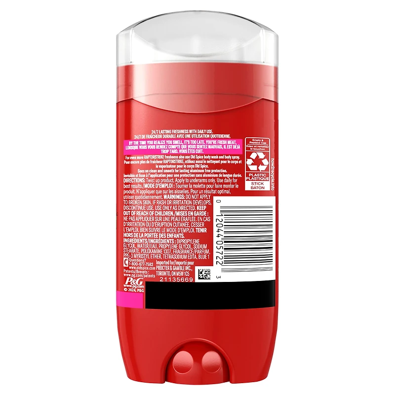 Old Spice Aluminum Free Deodorant for Men, Raptorstrike, 48 Hr. Protection, 85G