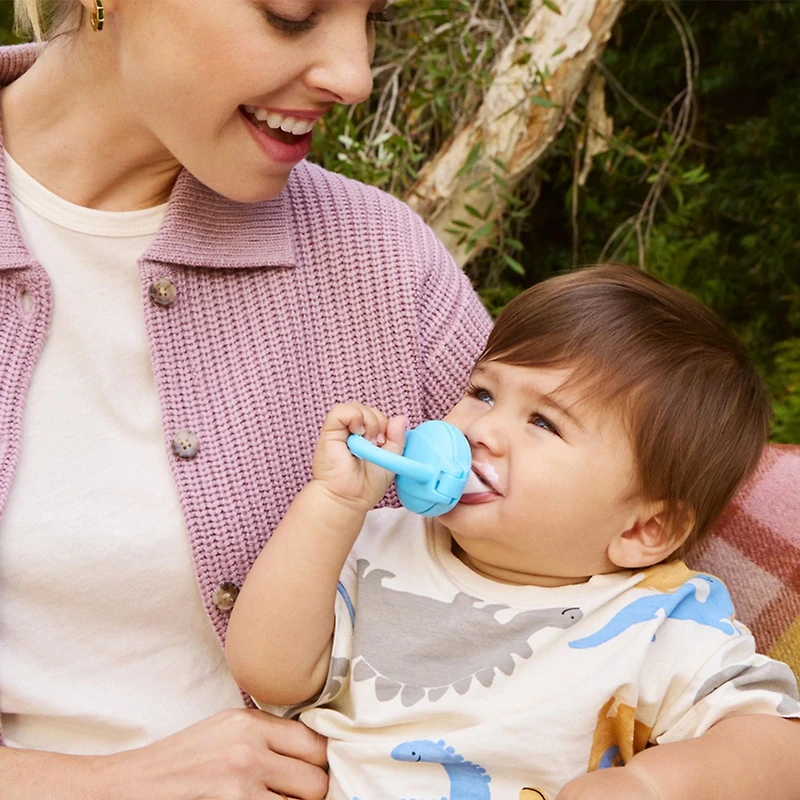Munchkin Silicone Baby Food Feeder, 2 Pack (Blue/Mint)