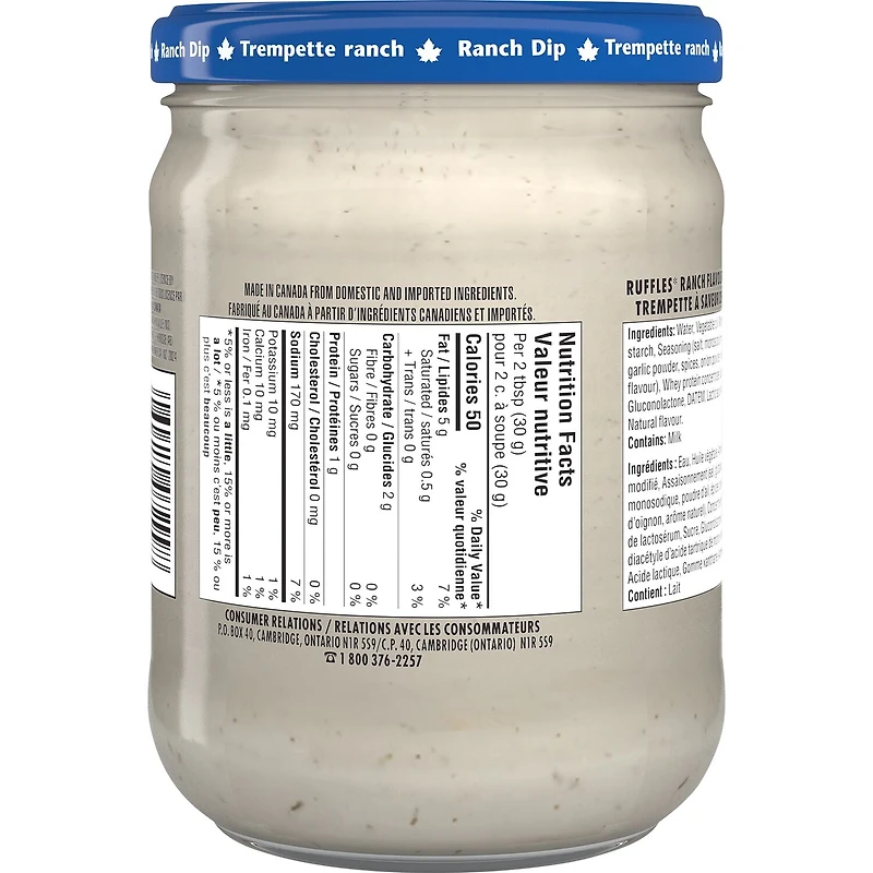 Ruffles Trempette à saveur de Ranch 425g
