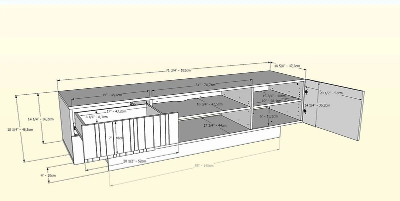 Nexera Marble 72 inch TV Stand, White