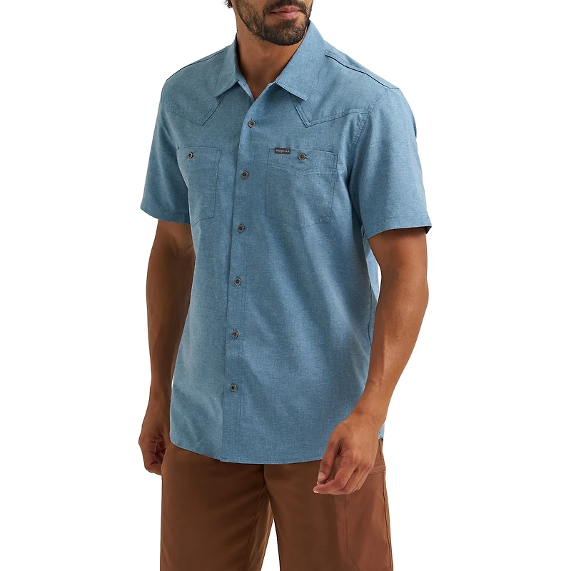Chemise pour hommes Wrangler® à manches courtes, inspirée de l'Ouest, avec une seule poche