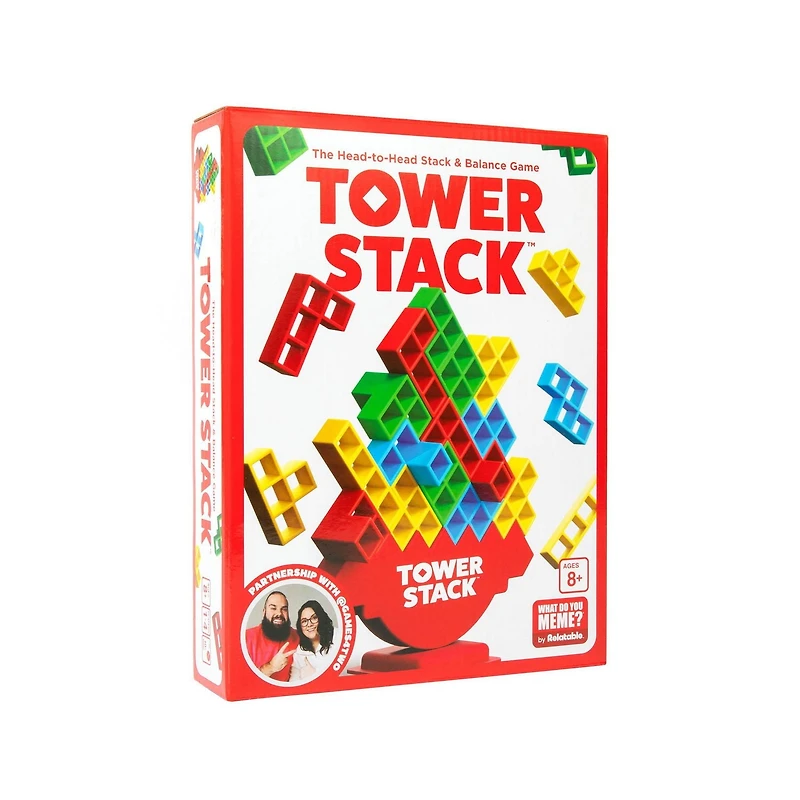 Tower Stack par What Do You Meme? – Jeu d’empilage et d’équilibre en duel pour enfants et familles, comprend des blocs et des instructions, 8 ans et plus
