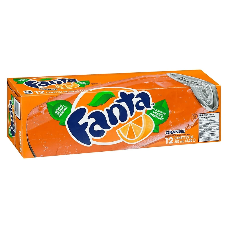 Fanta Orange canette de 355mL, emballage de 12