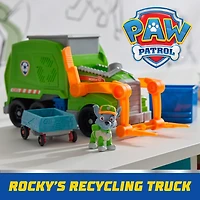 Pat'Patrouille : Camion de recyclage compacteur avec figurine Rocky et véhicule compacté transformable, jouets pour garçons et filles à partir de 3 ans PAW Rocky