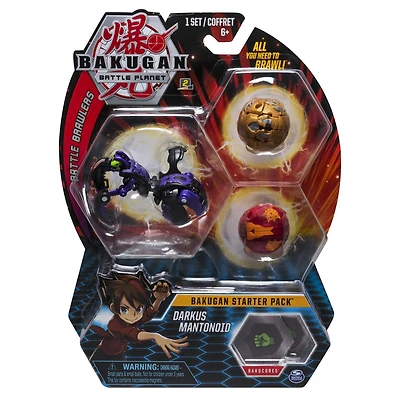 Bakugan Starter Pack 3-Pack, Darkus Mantonoid, Collectible Action Figures, for Ages 6 and Up