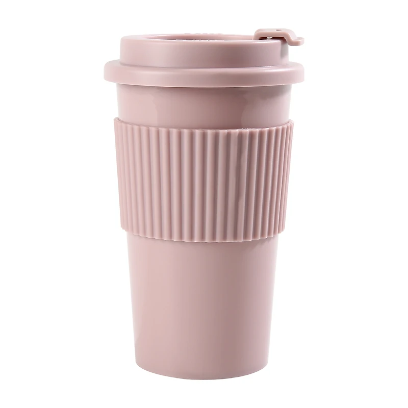 Mainstays 18oz Plastic Coffee Tumbler, Pink
