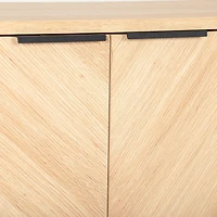 CorLiving Himari Engineered Wood Sideboard with Wood Legs, 2 Doors and 5 Shelves, Light Brown