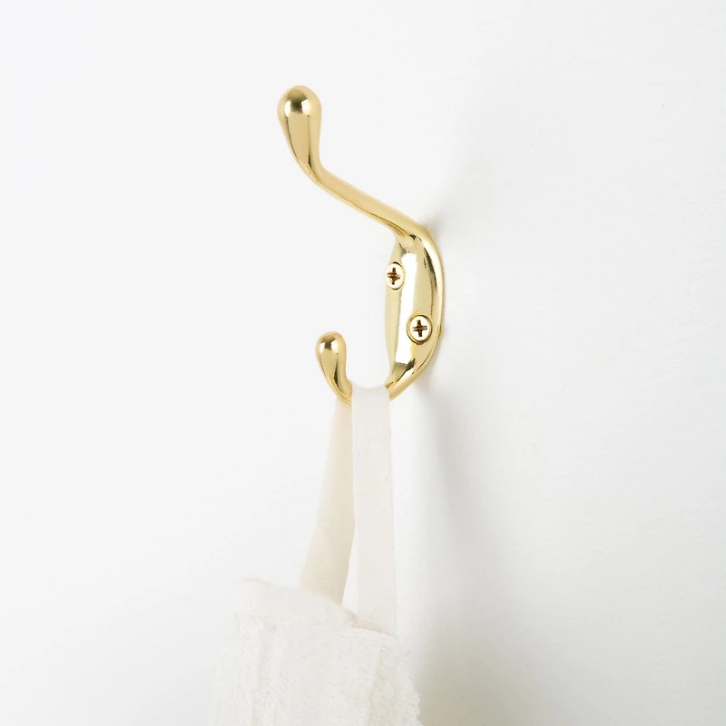 Era Double Hook 2-Pack Gold, 3.25 x 0.75 x 2.25 in.