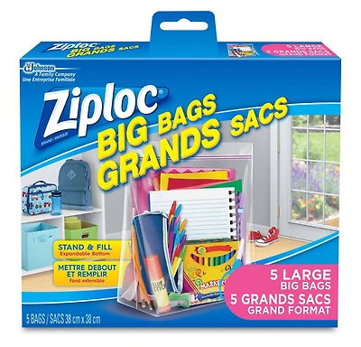Paq. de 5 grands sacs Ziploc - grand
