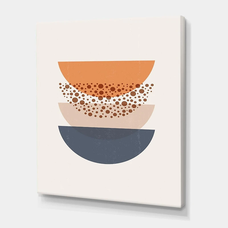 Designart Géométrie abstraite du soleil et de la lune en bleu et orange Art mural sur toile