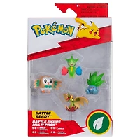 Paquet de figurines de combat Pokémon - Rowlet, Roselia, Flapple et Oddish