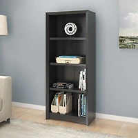 CorLiving Quadra Engineered Wood 4-Tier Adult Bookcase with 3 Adjustable Shelves