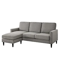 Dorel Living Kaci Reversible Contemporary Upholstered Sectional, Gray